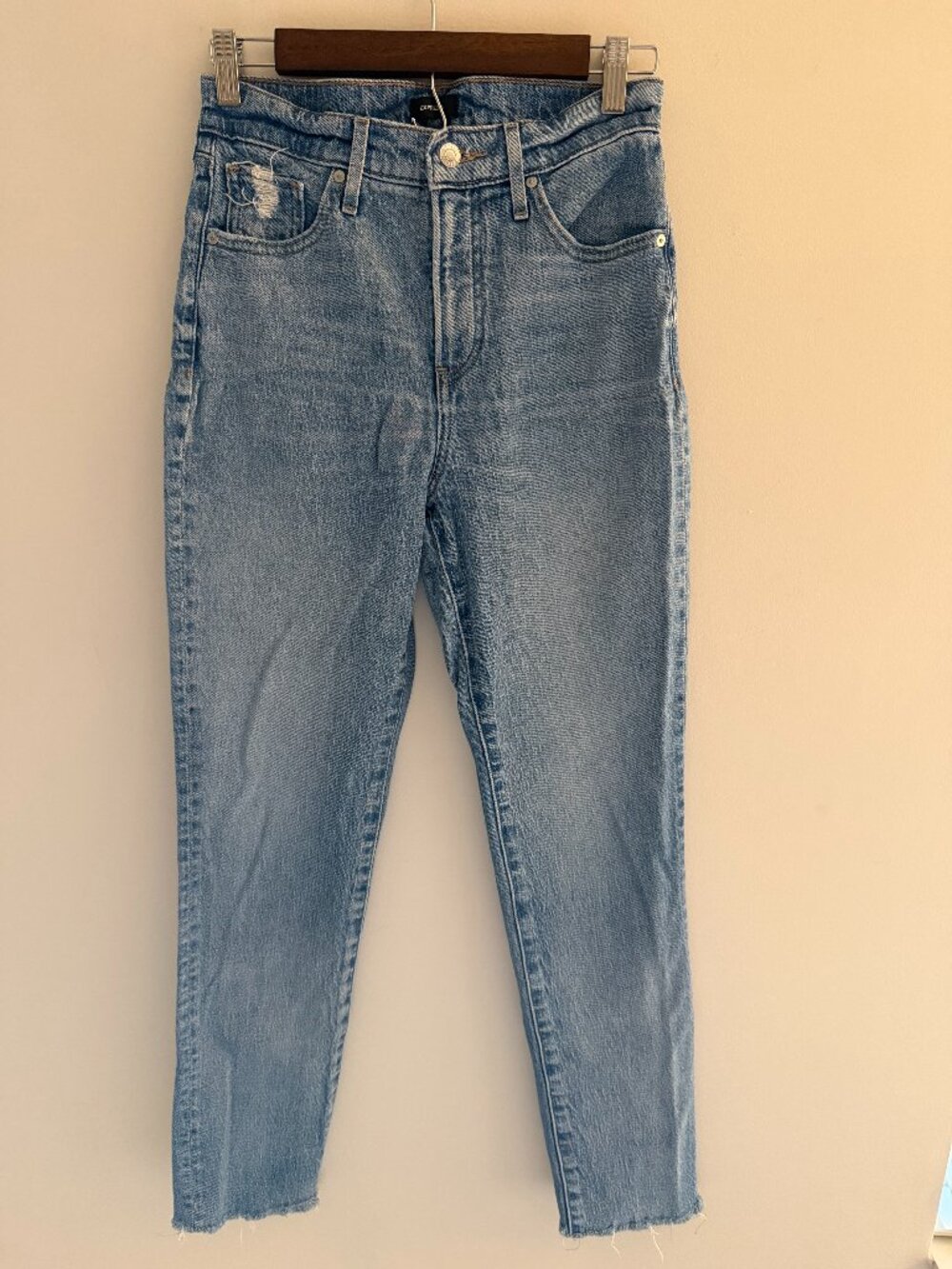 Express Women’s Jeans Size 2L High Rise Slim Straight Light Wash Raw Hem